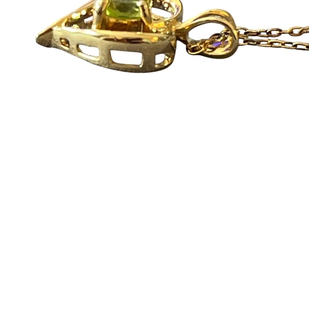 Elegant Gold Heart Necklace with Peridot 18” - Picture 3 of 4